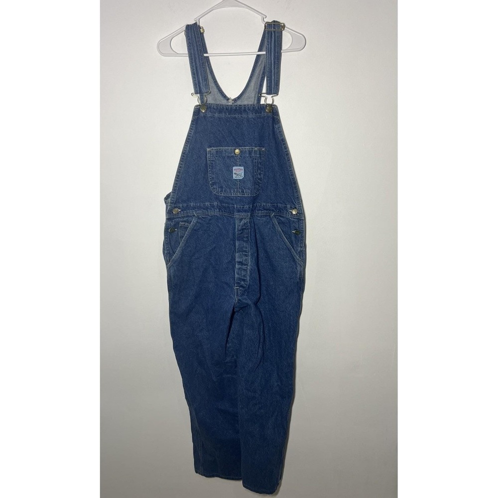 Vtg Pointer Brand Blue Denim Overalls w/ Suspenders Men's 36x30 Made in USA